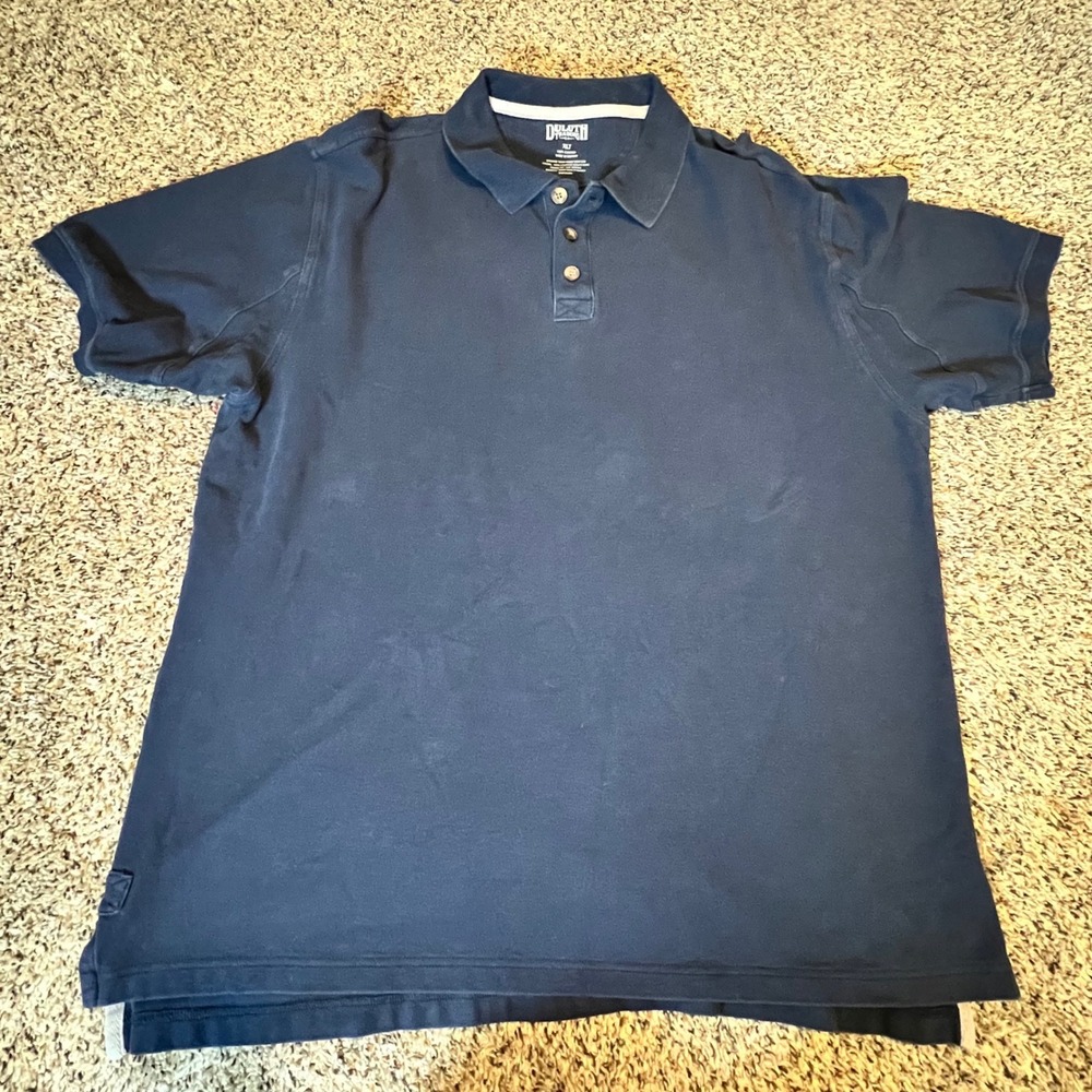 Duluth Trading Co Mens XLT‎ Navy Blue Short Sleeve Cotton Pique Polo Shirt Tall